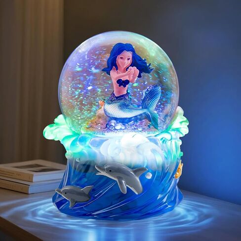 Mermaid Music Box Snow Globe, Mermaid Gift for Daughter Girlfriend Girls Wife Women Birthday Valentine Anniversary Snowglobe with Light Play You are My Sunshine in Kuwait