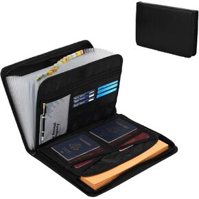 Accordion File Organizer, Waterproof Accordion Document Holder with Zipper & Labels, 13 Pocket Waterproof Accordion Folder Organizer, Doucument File Tray for Letter A4 Files