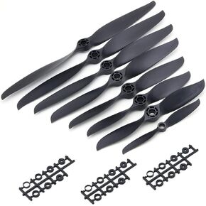 10pcs RC Airplane Propeller Set Compatible with Various Models 4.5x4.5E 5x5E 6x4E 7x5E 8x6E 9x6E 9x4.7E 10x5E 10x7E 11x7E 12x6E 12x10E 13x8E 14x7E(7X6E)