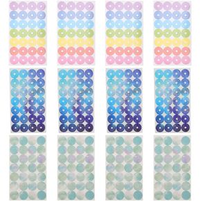 ERINGOGO Scrapbooking Stickers 12 Sheets of Hole Punch Stickers Tear Resistant Circle Labels for Paper Binders