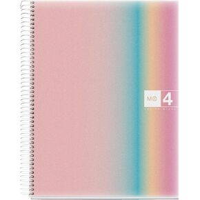 M MiquelRius, Lined 4 Subject Notebook, 11" x 8.5", 120 Perforated Sheets, Colored Sections, 3 Hole Punched,West Bay Design Cardboard Cover