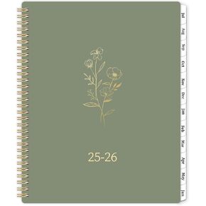 Planner 2025-2026, 2025-2026 Academic Planner Weekly and Monthly with Tabs, 9’’ × 11’’, JULY 2025 - JUNE 2026, Hardcover, 12 Monthly Tabs, Premium Paper, Twin-wire Binding, Inner Pocket
