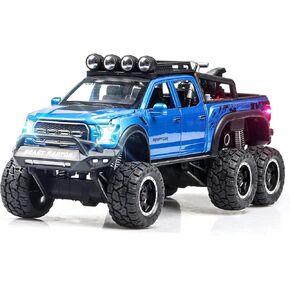 شاحنات لعبة للأولاد الذين تتراوح أعمارهم بين 4-7 F150 Raptor Truck للأولاد البالغ من العمر 3-5 سنوات 1/24 DIECAST METAL MODEL PATCH Back Toy مع شاحنة صغيرة للدراجات النارية ومع الضوء والصوت