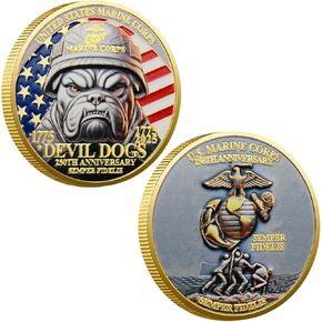 Marine Corps 250th Anniversary Challenge Coin – USMC Military Commemorative Coin – 1.57 Inch Gold-Plated Collectible for Veterans, Service Members, and Enthusiasts – Solid Metal Construction(3PCS)