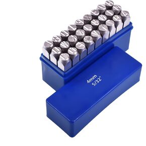 Skweawert Letter Stamp Set, 5/32"(4mm) Spring Steels Stamping Kit, A-Z & 27 PCS Metal Punch Press Tool for Metal Plastic Wood Leather & More