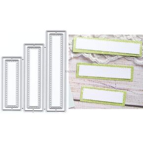 Long Label Metal Cutting Dies for Card Making, Paper Embossing Die Cuts Kit Templates Supplies, Photo Frame Album DIY Scrapbooking Stencils Sets