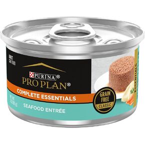 Purina Pro Plan Grain Free, Pate, High Protein Wet Cat Food, Complete Essentials Seafood Entree - (Pack of 24) 3 oz. Cans