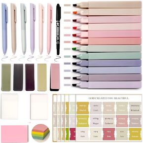 Sharmila 33 Pcs Bible Study Supplies,Bible Journaling Kit for Women - Bible Tabs,Bible Highlighters no Bleed,Bible Pens,Magnetic Bookmarks,Transparent Sticky Notes - Professional Bible Annotation Kit