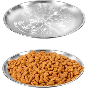 2pcs القطط الفولاذ المقاوم للصدأ الأوعية ، أطباق قطة عريضة للهشكر ، وعاء طعام معدني عريض ، وعاء الطعام الضحل ، وأطباق قطة الإغاثة الإغاثة ، والقطن في الهواء الطلق تغذية رطبة وجافة