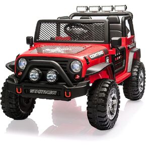 COLOR TREE 2 Seater Ride On Car Truck, 12V Off-Road Electric Vehicle with Remote Control, Bluetooth, Music, LED Lights, Spring Suspension, Battery Powered Electric Cars for Kids