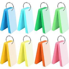 Tecmisse Blank Index Cards with Ring, 200 Count, 2.2 x 3.5 Inch, Note Cards with Waterproof Covers,Flash Cards for Office School Supplies