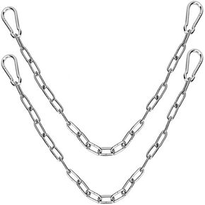 2PCS Hammock Hanging Chain Porch Swing Chain Hanging Chair Chain with 4 Carabiners Hammock Chair Hardware for Indoor Outdoor Playground Hanging Chair Hammock Chair Punching Bags(23")