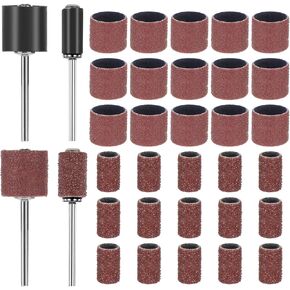 34pcs Dog Nail Grinder Pet Nail Grinder for Dogs Replacement Kit Sanding Drum Set with Grit Sanding Bands Pet Nail Smoother Dog Claw Care Rotary Tool Kit Dog Claw Trimmer Tools (120 Grit +80 Grit)