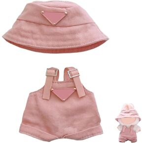 Clothes for Labubu(NO Doll), Doll Clothes for LABUBU 17CM Dolls, Handcrafted Crochet 2-Piece Clothes Set, Premium Fashion Cute Outfit for Dolls Accessories(Pink)