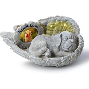 هدية تذكارية للكلاب ، تمثال ملاك ميموريال الكلاب مع إطار صور ، إلى الأبد My Guardian Angel Garden Solar Light Dogs for Pet Memorial Stone in Saudi Arabia