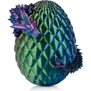 3D Printed Dragon Egg with Dragon Inside，Easter Basket Essentials Stuffers ,Mystery Crystal Dragon Fidget Toys Surprise,Articulated Dragon ,Executive Desk Toys Office Room Décor (Silk Red Green Blue)