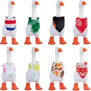 8Pcs Holiday Desk Goose Outfits 7 inch Desk Goose Bandana Summer 4th of July All Seasons Magnetic Desk Goose Clothes Costume Triangle Bibs Scarf Neckerchief for Mini Porch Goose Duck Decor