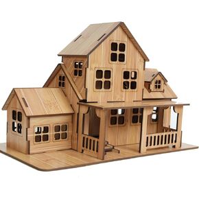 3D Wooden Puzzles for Adults Wooden Building Model, 3D House Model Kits for Adults, Log Cabin Model Kits