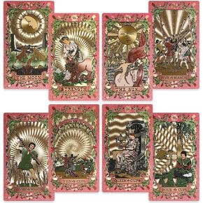 78 Pink Tarot Cards with Guide Book,Gold Foil Rider Waite Tarot Deck PVC for Beginners to Expert (Pink)