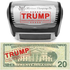 MAGA Stamp by 'Merican Stamping Co. - Donald Trump Lives Here - Red Ink Self Inking Rubber Stamp