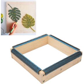 Ldafava Embroidery Strip Frame Set,9.8 x 9.8in Punch Needle Frame,Solidwood Gripper Frame Square Tufting Frame,4-Side Punch Needle Gripper Strip Rug Hooking Frame with Screws Wrech for Tufting DIY