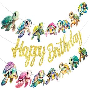 Sea Turtle Birthday Banners - Turtle Party Decorations for Ocean-Themed Celebrations