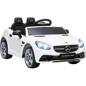 Aosom Mercedes SLC 300 Licensed Kids Electric Car with Remote Control, 12V Battery Powered Kids Ride on Car with Music, Lights, Suspension for 3-6 Years Old, White
