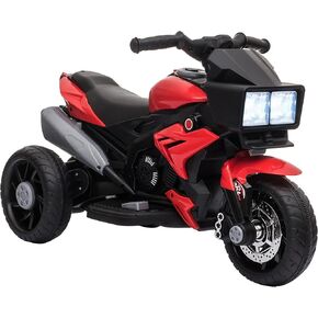 Aosom 6V Kids Motorcycle Toddler Ride-on Toy, High-Traction Battery-Operated Mini Electric Motorbike with Forward/Reverse Switch, Music, Headlights, Horn, Red