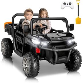 Hikole 2 Seater Ride on UTV for Kids, 24V 6x6 4WD Electric Car Truck with Remote Control, 6 Wheeler, Dump Bed, Music-24 Volt Ride On Toys for Big Kids Boys Girls 4-8 w/6 Spring Suspension, Pink