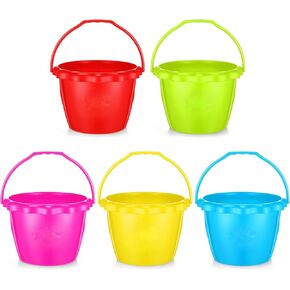 Yinder 5 Packs Sand Buckets, 6.5 in Rum Buckets Plastic Bucket Pails Toys for Pool Summer Beach Party Favors