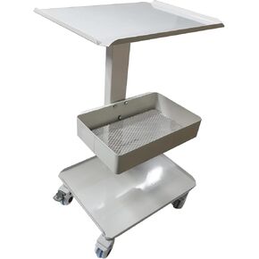 3 Layers Handle Cart Mobile Utility Cart Trolley Dental Equipment Mobile Steel Cart Beauty Salon Tools with Metal Basket and Four Wheels for Office Home Beauty Salon