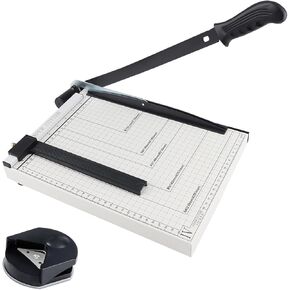Paper Cutter, 12" Titanium Blade Guillotine Paper Cutter with Corner Rounder, Heavy Duty Guillotine, Paper Trimmer with Safety Blade Lock, Paper Cutter Slicer for Cardboard, Vinyl, Crafts & Photos