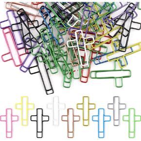 100PCS Cross Paper Clips Multicolored - Versatile Bible Paper Clips - Bible Study Supplies Paperclips for Christian Office and Home, Also Great as Journaling Papers Clip and Bookmarks