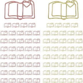 40pcs مقاطع ورقية لطيفة ، كتب الذهب الوردي على شكل صفراء ، مرح ، مرح ، مرح paperclips لطيف كتاب مقطع للمستلزمات المكتبية هدايا زفاف الزفاف