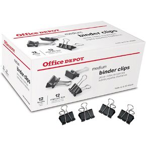 Office Depot Binder Clips By The Gross, Medium, 1 1/4in., Box Of 12 Clips, Pack Of 12 Boxes
