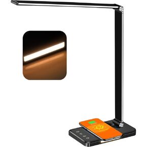 Afrog 8-in-1 4th Gen Gen Multifunctional LED LAMP مع شاحن لاسلكي سريع 10W ، منفذ شحن USB ، 1200LUX SUPER BRIGHT ، 5 وضع إضاءة ، 7 سطوع 40 دقيقة ، وظيفة الضوء الليلي ، 5000K