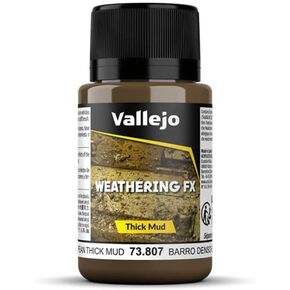 Vallejo - Weathering FX | European Thick Mud 40 ml. (1.35 fl.oz.) | Permanent Pigments and Water Based Acrylic Resins | Ideal for Miniatures, Scale Models & Dioramas