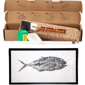 Iko Print DIY Gyotaku Fish Printing Art Kit - Print Your own Catch! - Fishing Gifts for Men - (5 Sheets of Rice Paper, sumi Ink, Bowl, and Brushes) - Japanese Fish Art for Your Home in Saudi Arabia