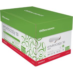 Office Depot Envirocopy 30 Paper ، 8 1/2 × 11in ، 20 رطل ، 30 ٪ معاد تدويرها ، معتمدة من FSC ، 500 ورقة لكل ream ، حالة 10 reams ، 651001od