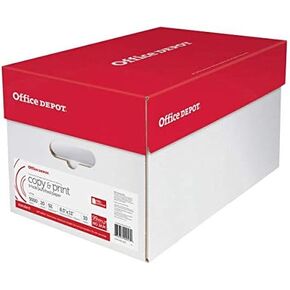 Office Depot(R) White Copy Paper, 3-Hole Punched, 8 1/2" x 11", 20 Lb., 84 Brightness, Case Of 10 Reams