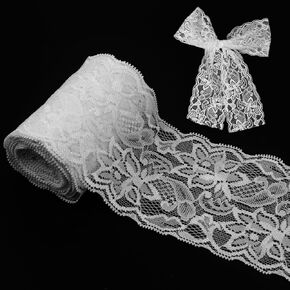 White Lace Ribbon, 3.14Inch Wide Sewing Lace Trim, 5 Yard Elastic Stretchy Lace's Fabric Perfect for Crafting,Sewing Making,Gift Wrapping and Bridal Wedding Decorations