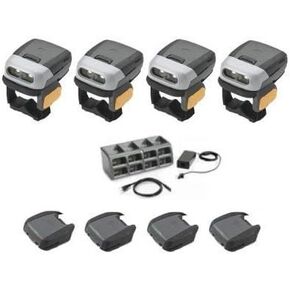 Bundle Qty (4): Zebra RS507, Rugged Bluetooth Hands-Free 2D/1D Finger Barcode Scanners, iOS + Android Compatible (Renewed)