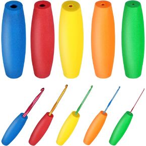 cobee 10 Pcs Crochet Hook Grips, Ergonomic Crochet Hook Grip, Soft EVA Crochet Hooks for Arthritic Hands, Knitting Crochet Accessories Fits 2mm-10mm Crochet Hooks(10 Pcs Set)