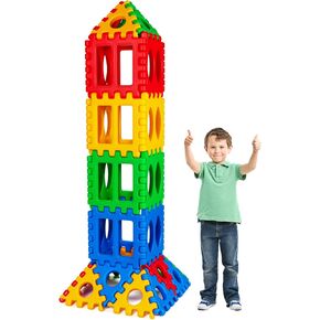 Costzon 32 Pieces Jumbo Building Blocks for Kids, Big Waffle Block Set, Preschool Educational Creativity Sensory Toy, Interconnecting Stacking Building Toy Set for Boys & Girls
