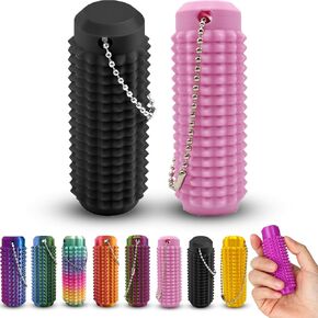 2 Pack Little Ouchies Pain Fidget, Pain Stim Fidget Toys for Adults, 3D Printed with Spiky Fidget Keychain Sensory Toy for Stress Relief & Focus, Novelty Gifts for Friends (Purple & Green)