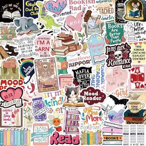 100 PCS Book Stickers for Kindle, Bookish Sticker for Laptop, Bookish Reading Sticker Vinyl Decals Water Bottle Waterproof Decals