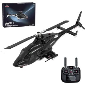 WOLFBUSH AW-911 1/34 Helicopter, 2.4G 9CH Flybarless RC Helicopter Model with 6G/3D Stunt Mode and GPS Positioning (RTF/Mode 1/2 Switchable)