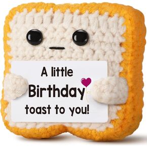 Mini Funny Crochet Toast–Fathers Day Birthday Gifts for Dad Mom Graduation Students, Teacher Appreciation Daughter, Sister, Best Friends–Small Cute Stuff Things, Emotional Positive Crochet Toast Decor