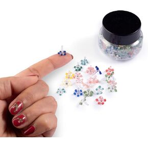 50 PCS Daisy Flower Glass Beads with Storage Jar| Thicker and Consistent Size Daisies | Premium Assorted and Vibrant Colour Daisies.