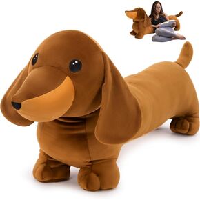 Morismos dachshund كلب محشو بالحيوان أفخم 4ft ، 43 '' Long Weiner Dog Body Pillow للأطفال البالغين ، الولايات المتحدة الأمريكية مصممة من Dachshund Toy Giant Sasage Sausage Dog Gift لعشاق الكلاب ديكور